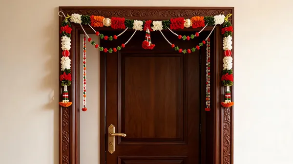 Saraswati_Pink_Floral_Designer_Door_Toran_Set_With_Hanging