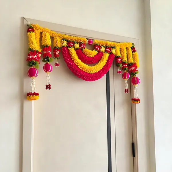 Royal_Haldi_Yellow_With_Rani_Pink_Toran_Set_105Cm