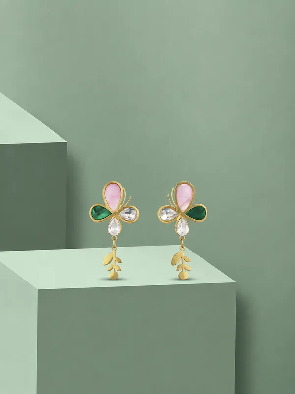 Gold_Tone_Floral_Drop_Earrings_for_Women