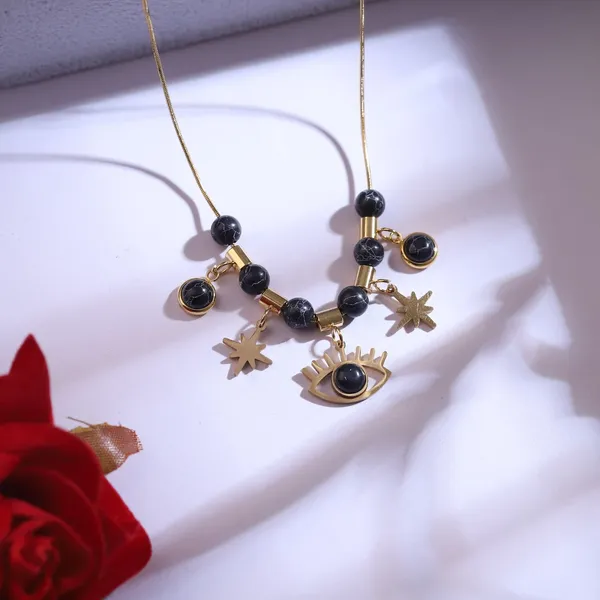 Gold_Tone_Black_Beaded_Eye_Charm_Necklace