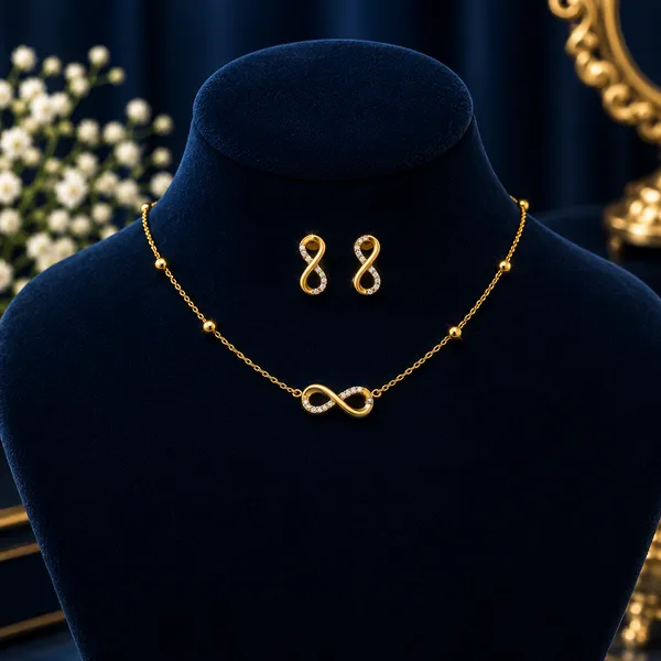 Gold_Tone_Infinity_Necklace_And_Earrings_Set