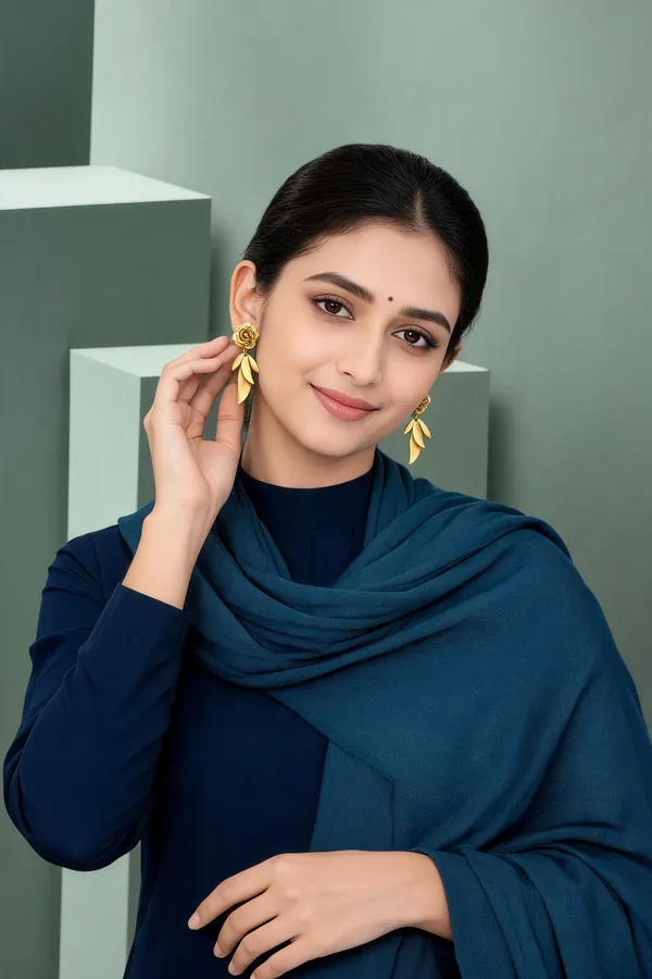 Gold_Tone_Floral_Drop_Earrings_for_Women