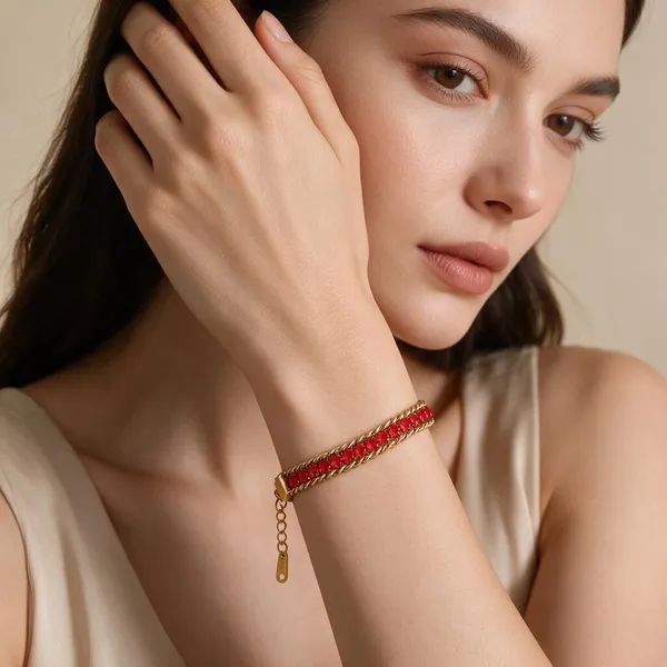 Red_Beaded_Gold_Tone_Chain_Bracelet_for_Women