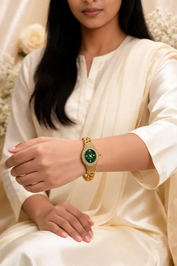 Gold_Tone_Green_Dial_Analog_Watch_for_Women