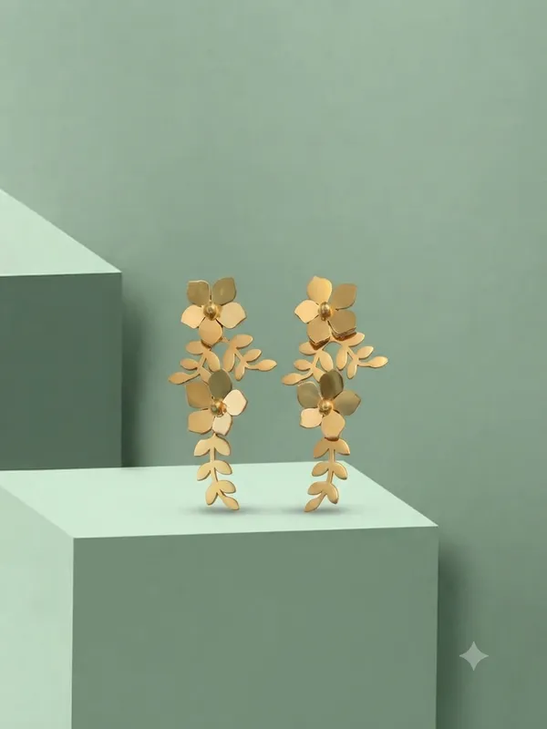 Gold_Tone_Floral_Drop_Earrings_for_Women