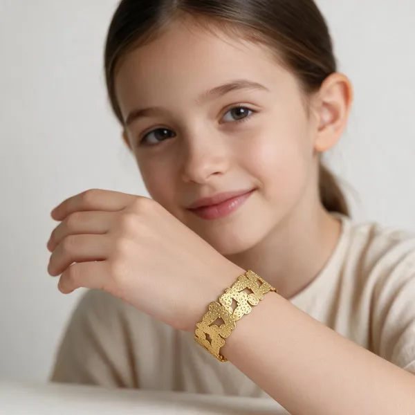 Gold-Tone_Floral_Cuff_Bracelet_For_Girls