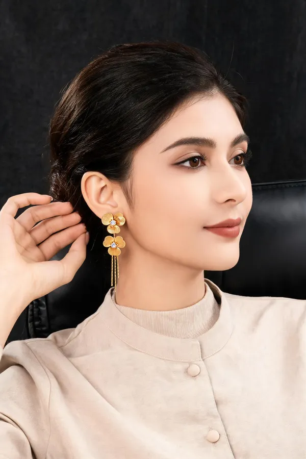 Gold_Floral_Tassel_Drop_Earrings_for_Women_Anti-Tarnish