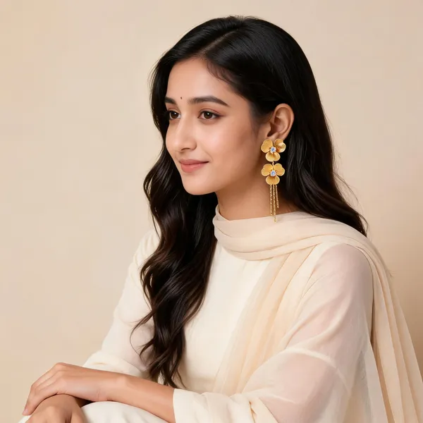 Gold_Floral_Tassel_Drop_Earrings_for_Women_Anti-Tarnish