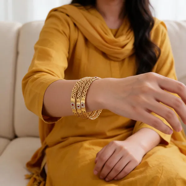 Gold_Filigree_Kadli_Bangles_Set_for_Women_Set_Of_4