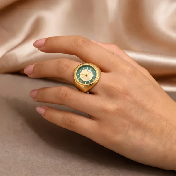 Gold_Tone_Green_Dial_Ring_Watch_for_Women