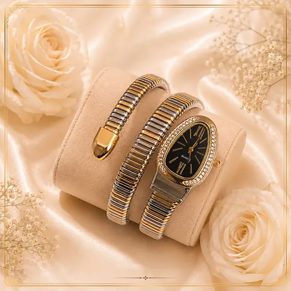 Gold_Tone_Oval_Dial_Bracelet_Watch_Set_for_Women