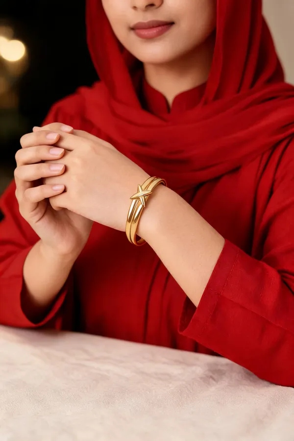 Gold-Tone_Star_Design_Bangle_for_Women