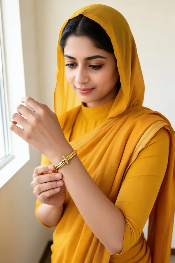 Gold-Tone_Star_Design_Bangle_for_Women