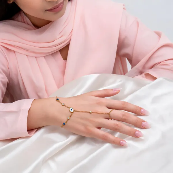 Gold_Tone_Evil_Eye_Hand_Chain_Bracelet_Ring_For_Women