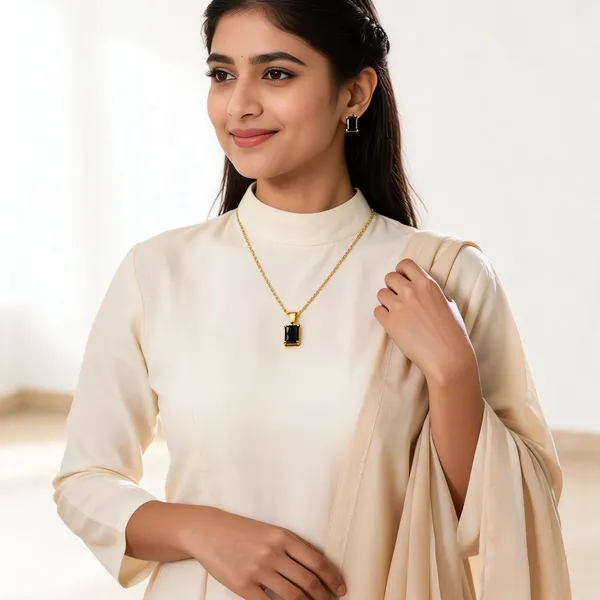Gold_Tone_Black_Stone_Necklace_And_Earrings_Set_for_Women