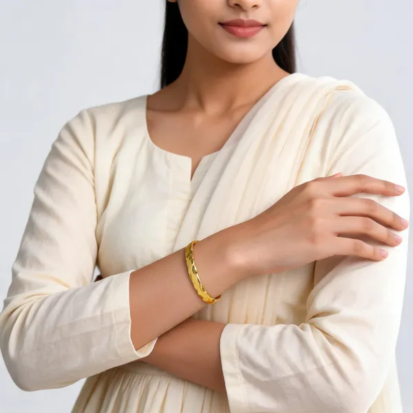 Gold-Toned_Textured_Cuff_Bangle_for_Women
