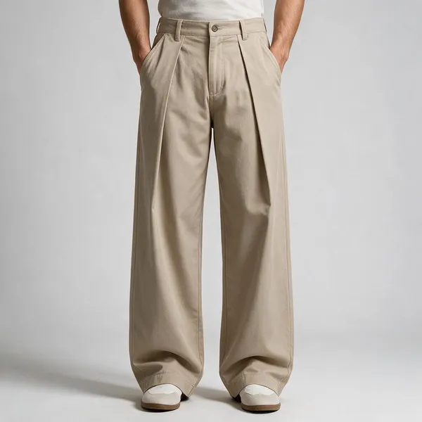 Beige_Canvas_Baggy_Fit_Pants_For_Men