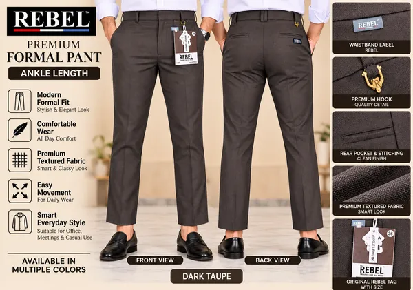 Dark_Taupe_Textured_Modern_Fit_Formal_Ankle_Length_Pants_For_Men