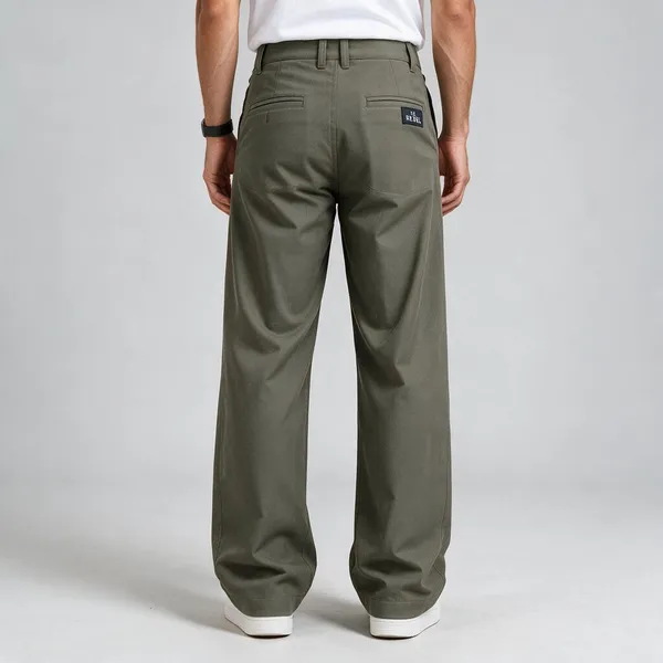 Olive_Canvas_Baggy_Fit_Trousers_For_Men