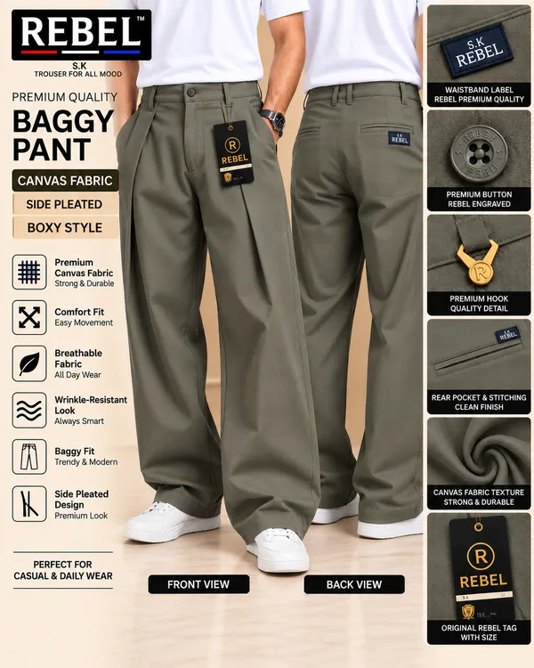 Olive_Canvas_Baggy_Fit_Trousers_For_Men