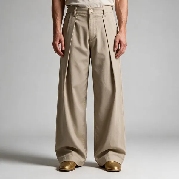 Beige_Canvas_Baggy_Fit_Pants_For_Men