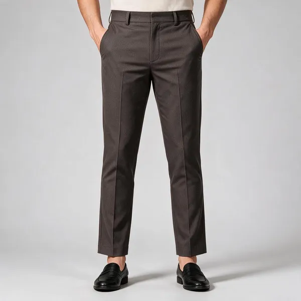 Dark_Taupe_Textured_Modern_Fit_Formal_Ankle_Length_Pants_For_Men