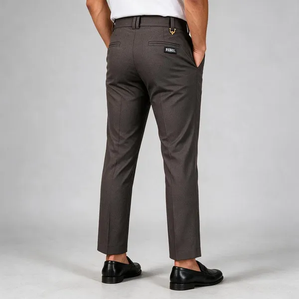 Dark_Taupe_Textured_Modern_Fit_Formal_Ankle_Length_Pants_For_Men