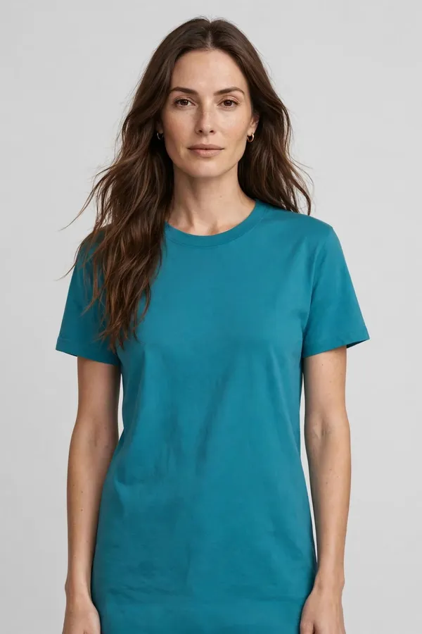 Women_Teal_Solid_T-Shirt