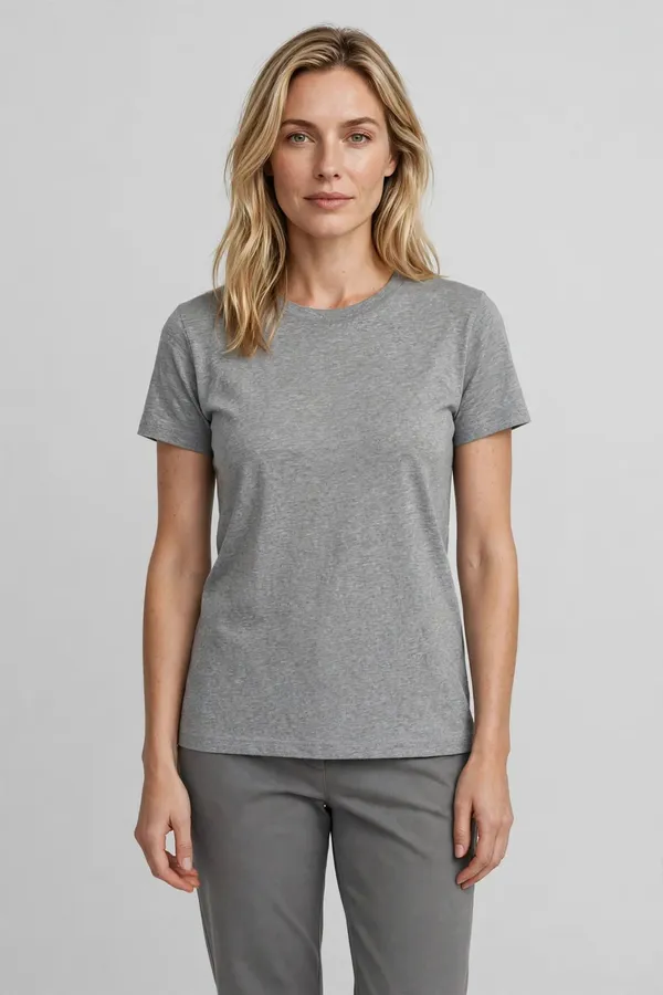 Women_Grey_Melange_Solid_T-Shirt