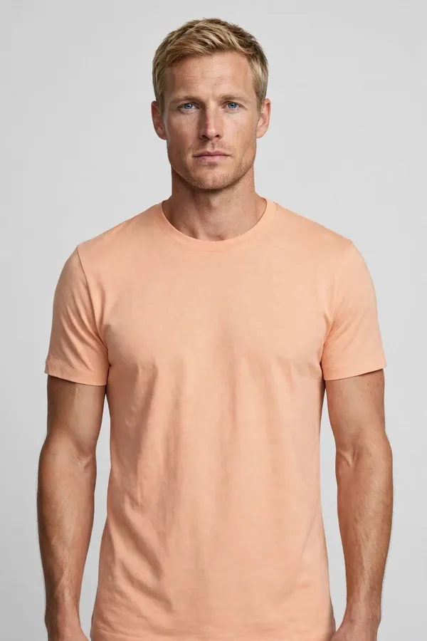 Men_Peach_Solid_T-Shirt
