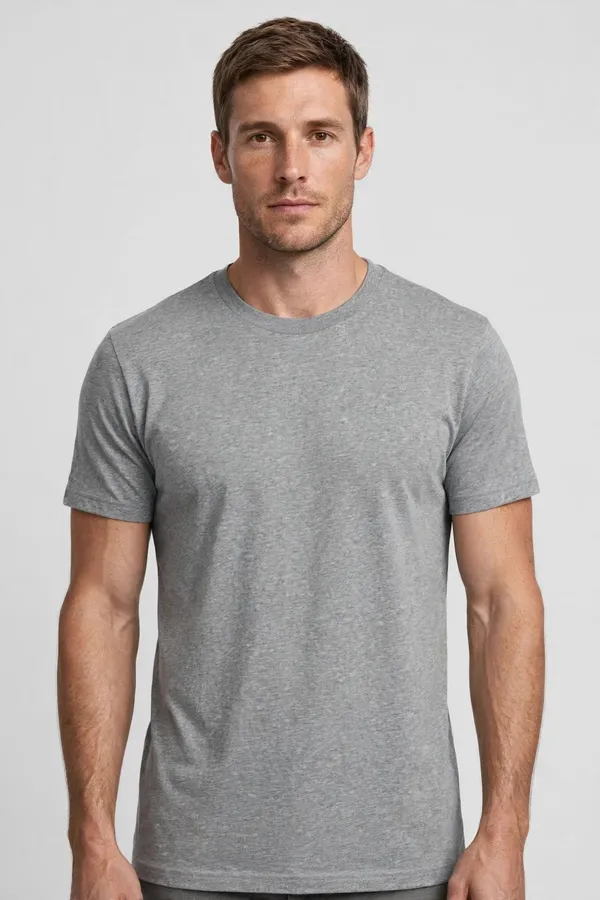 Men_Grey_Melange_Solid_T-Shirt