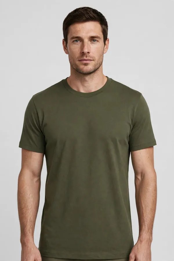 Men_Olive_Green_Solid_T-Shirt