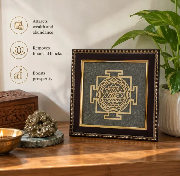 Gold_Metal_Shree_Yantra_On_Natural_Pyrite_Frame_19_X_19_Cm_Ultimate_Money_Magnet_Frame_For_Wealth_Vastu_Protection