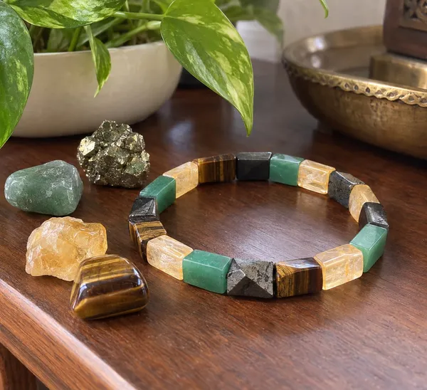 Natural_Wealth_Prosperity_Crystal_Combination_Bracelet_Green_Aventurine_Tiger_Eye_Citrine_Pyrite_Rectangular_Stretch_Bracelet