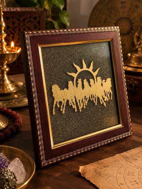 Gold_Metal_7_Running_Horses_With_Rising_Sun_On_Natural_Pyrite_Frame_Vastu_Feng_Shui_Frame_For_Success_Speed_Abundance