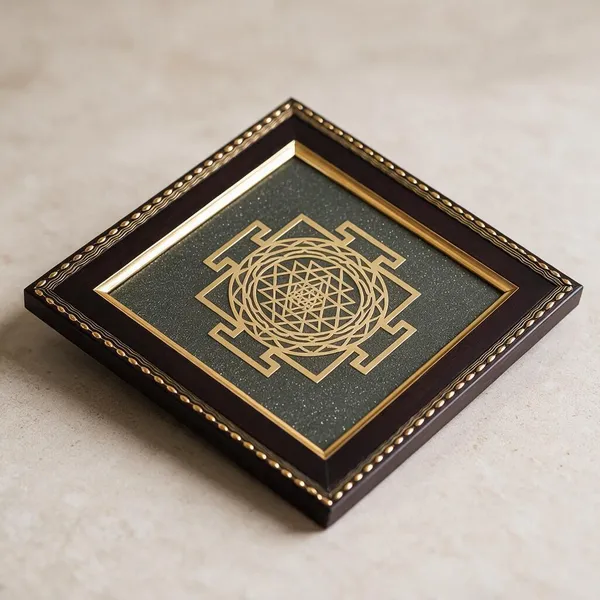 Gold_Metal_Shree_Yantra_On_Natural_Pyrite_Frame_19_X_19_Cm_Ultimate_Money_Magnet_Frame_For_Wealth_Vastu_Protection