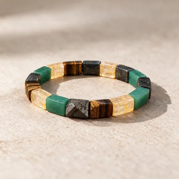 Natural_Wealth_Prosperity_Crystal_Combination_Bracelet_Green_Aventurine_Tiger_Eye_Citrine_Pyrite_Rectangular_Stretch_Bracelet