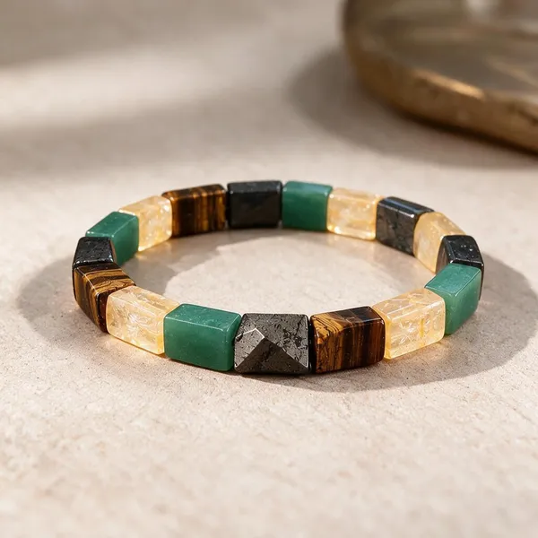 Natural_Wealth_Prosperity_Crystal_Combination_Bracelet_Green_Aventurine_Tiger_Eye_Citrine_Pyrite_Rectangular_Stretch_Bracelet
