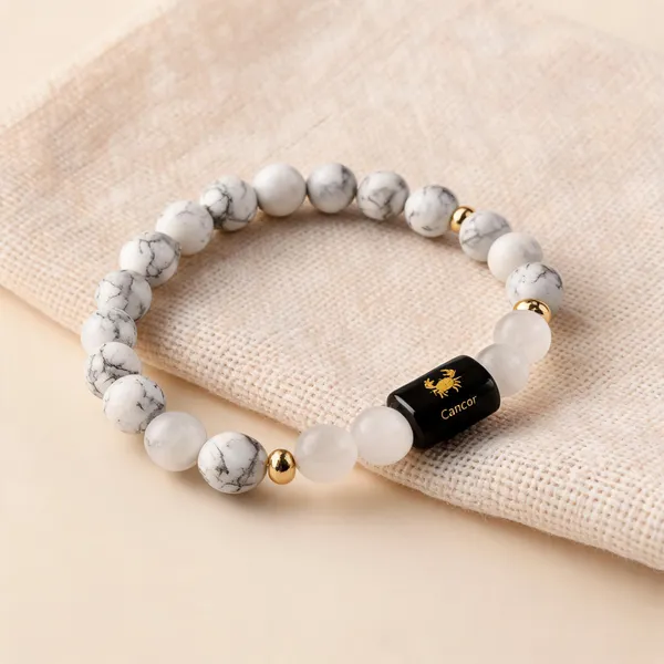 White_Beaded_Cancer_Zodiac_Bracelet_For_Unisex