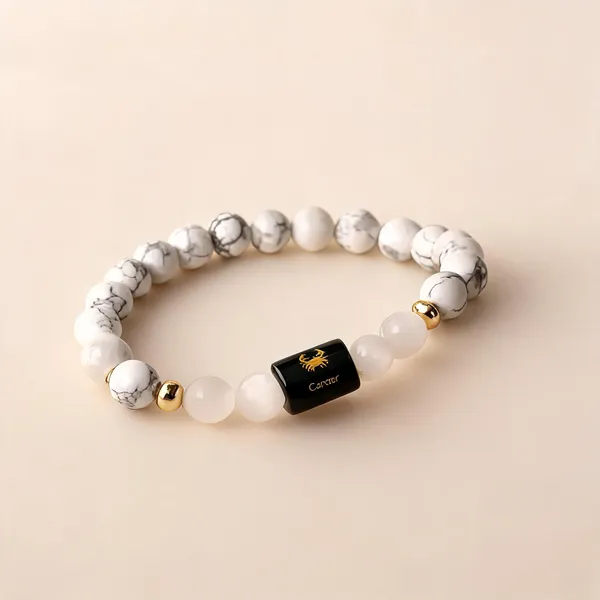 White_Beaded_Cancer_Zodiac_Bracelet_For_Unisex