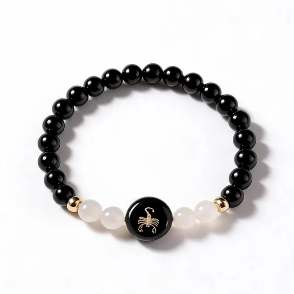 Black_Obsidian_And_Quartz_Scorpio_Bracelet_For_Unisex