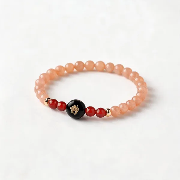 Peach_Beaded_Bracelet_For_Women
