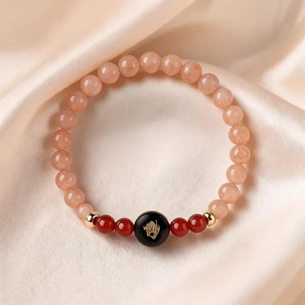 Peach_Beaded_Bracelet_For_Women