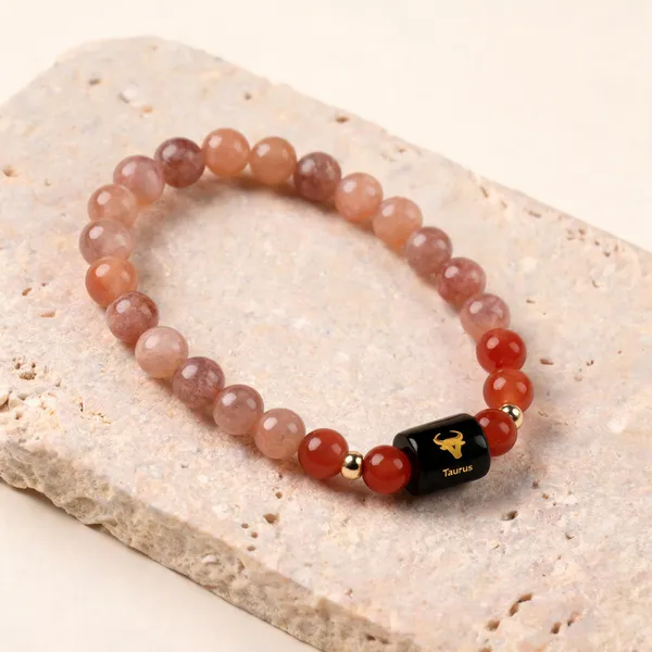 Sunstone_Carnelian_Beaded_Taurus_Bracelet