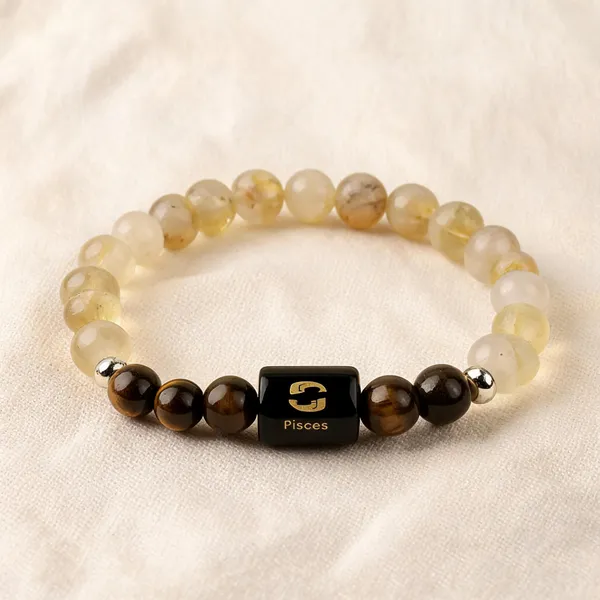 Yellow_Gemstone_Beaded_Pisces_Bracelet_For_Adults