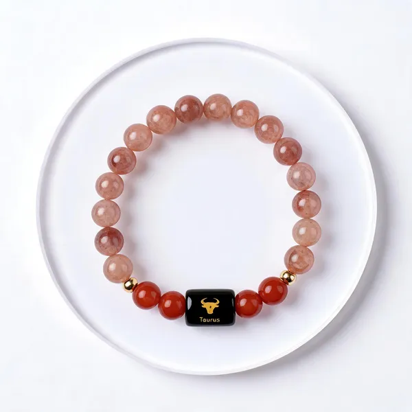Red_Beaded_Taurus_Bracelet_With_Carnelian_And_Sunstone