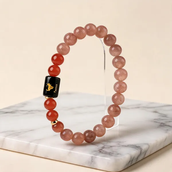 Red_Beaded_Taurus_Bracelet_With_Carnelian_And_Sunstone