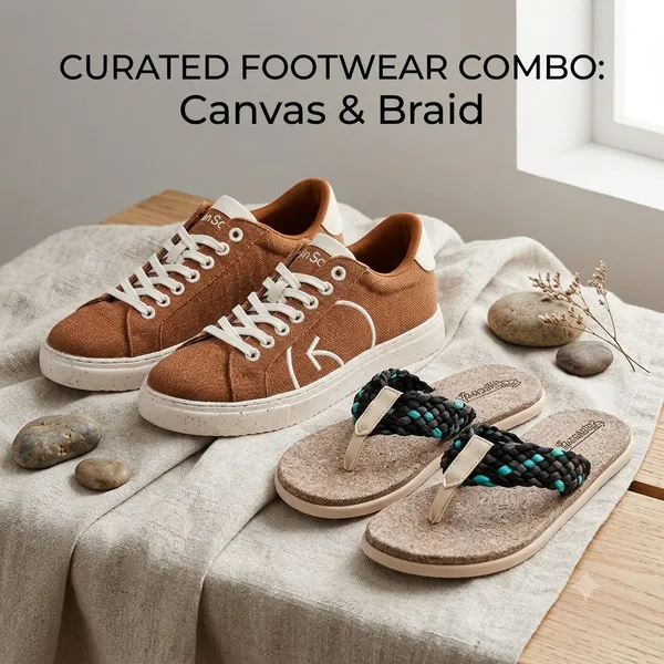Brown_Mesh_Lace_Up_Sneaker_+_Multicolour_Flip_Flop_Combo_For_Men