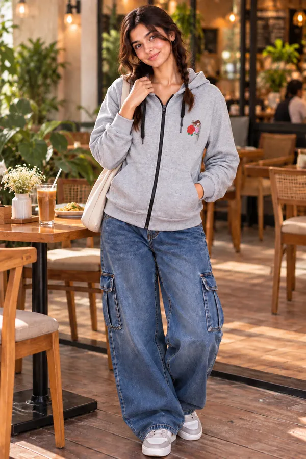 Grey_Fleece_Regular_Fit_Hooded_Sweatshirt_for_Women