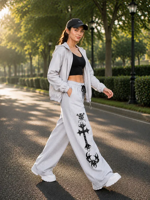 Grey_Wide_Leg_Printed_Track_Pants_for_Women